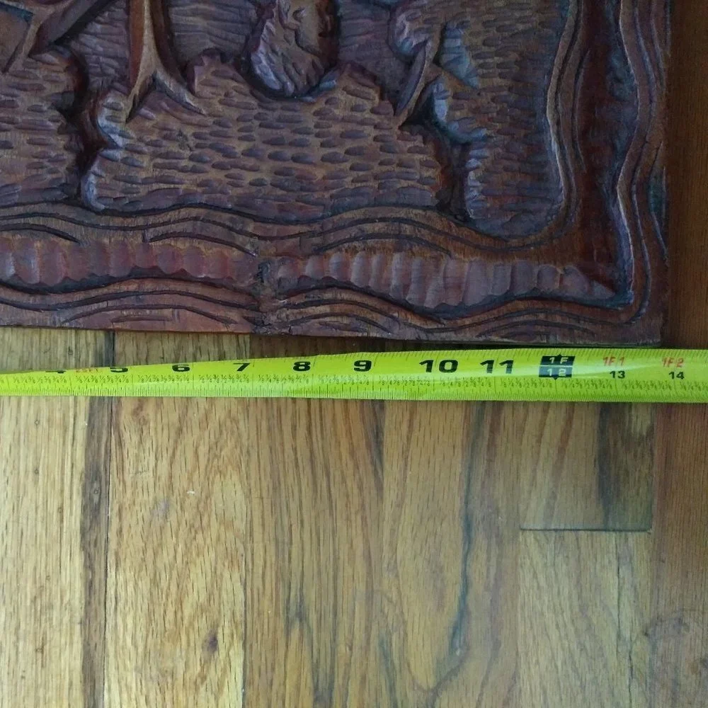 Vintage Wood Folk Art Carved Wall Hanging Rustic Country Farmhouse decor